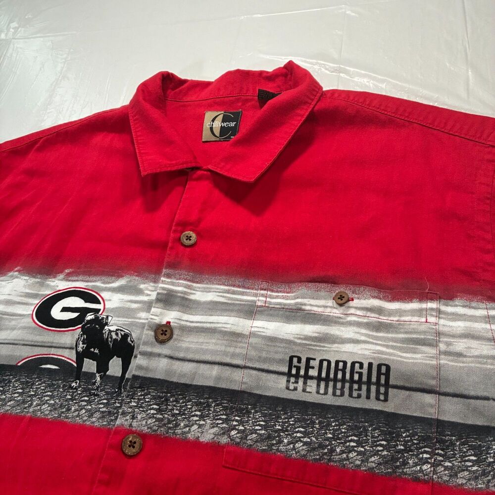 Georgia Bulldogs Chiliwear Mens L Button Up Hawaiian Short Sleeve Shirt NCAA